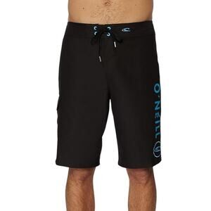 O'NEILL Mens Santa Cruz Solid 2.0 Boardshorts Size 36 Black Blue Drawstring NWOT